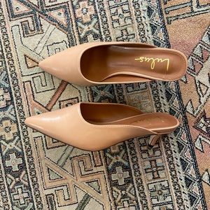 Nude Mules Kitten Heel Size 8